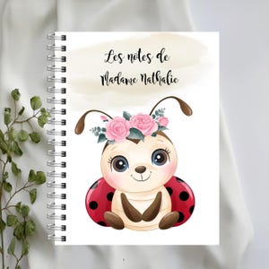 CAHIER de NOTES PERSONNALISÉ, cadeau enseignant(e), carnet de notes coccinelle