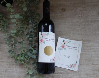 SCRATCH WINE LABEL self-adhesive romantic flower / godmother request / bridesmaid request