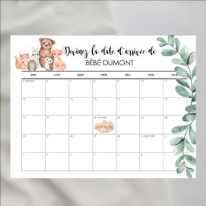 DIGITAL CALENDAR, POSTAL birth/baby arrival date/baby shower/cute animal calendar, letter to future parents