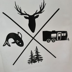 Décalque vitre d'auto, autocollant amateur pêche et chasse