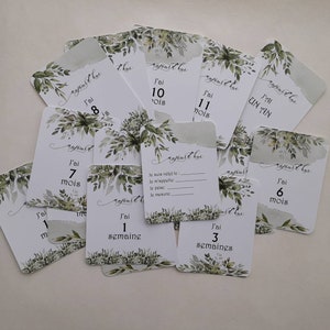 CARTES-ÉTAPES et premières fois de bébé, unisexe, accessoire pour photographier, évolution bébé, collection "tendre vert "