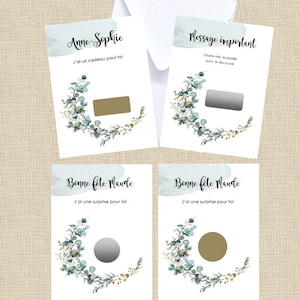 CARTE À GRATTER PERSONNALISABLE, Carte surprise, message caché, annonce grossesse, demande parrain marraine, demi-couronne