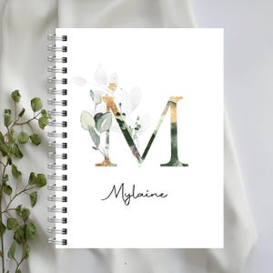 CAHIER NOTES PERSONNALISÉ,  monogramme, livret de notes, cahier reliure double