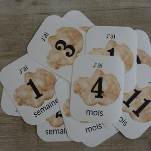 Cartes-étapes de bébé, fond aquarelle.  Cartes-étapes de bébé, évolution de la naissance à 12 mois, accessoire pour photographe,
