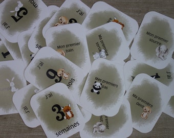 Cartes-étapes et les premières fois de bébé,  Cartes-étapes de bébé, évolution de la naissance à 12 mois, accessoire pour photographe,