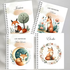 Personalized FOX NOTEBOOK, notebook, double-bound notebook