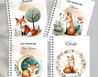 Personalized FOX NOTEBOOK, notebook, double-bound notebook