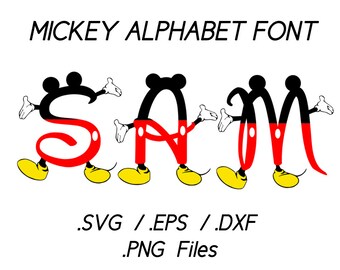 Mickey mouse Alphabet Vectors Font. Cutting file.