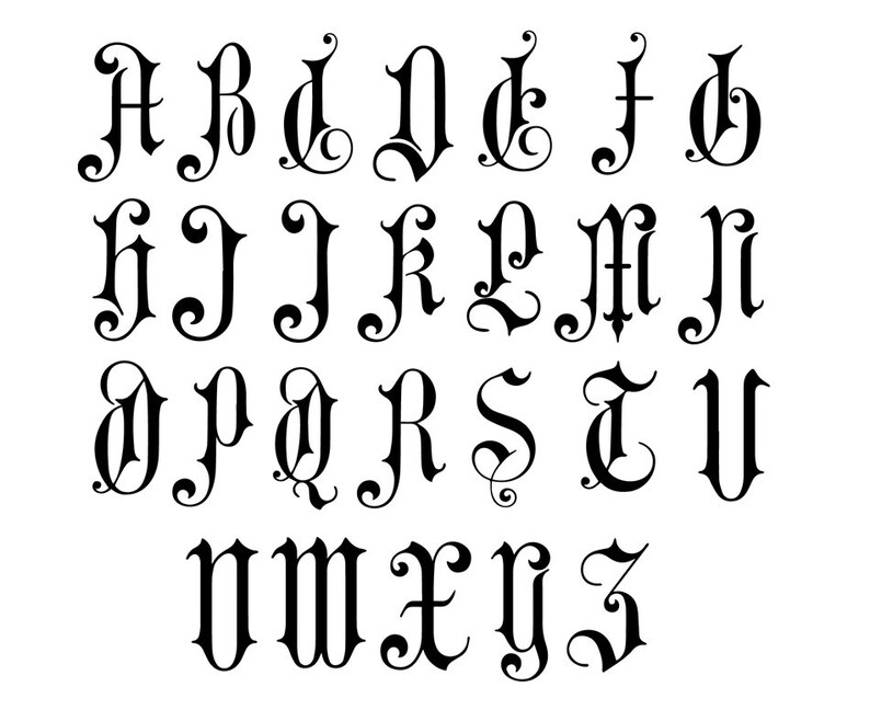 Download Gothic Monogram Font Vector. .EPS .SVG .DXF Files. | Etsy