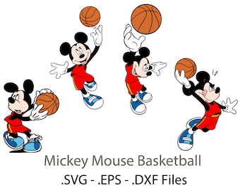 Diseños de Mickey Mouse de baloncesto. Archivos vectoriales recortables.
