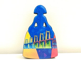 MENINA  Acrylic Puente de  Maracaibo handmade in Venezuela  6.5  inches x 3.5  inches