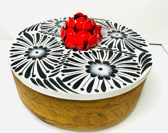 Wood and Hand painted Tortilla Holder . Handmade in Mexico