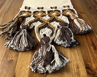 Handmade Cotton Natural Colored Macrame Table Runner from Tintorero Venezuela