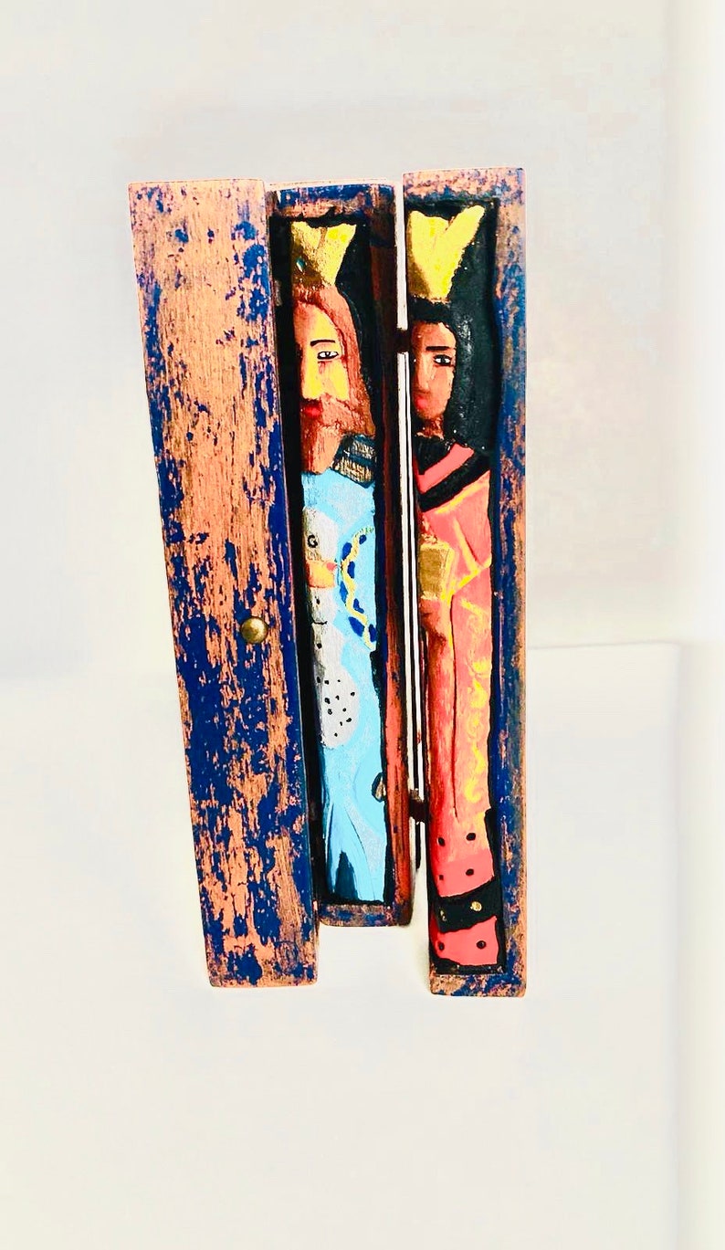 Brown Blue 6 Wood nativity scene Big Retablo image 3