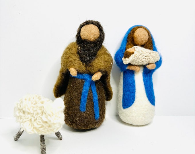 Collaboration Fair Trade Group from Nepal. Needle felted nativity set. Unique design.