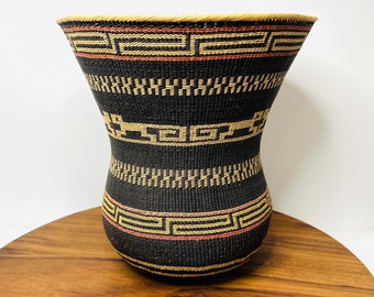 Yekuana Black and Red Basket # 4 - Ethnic Collection  9  x 8  Inches