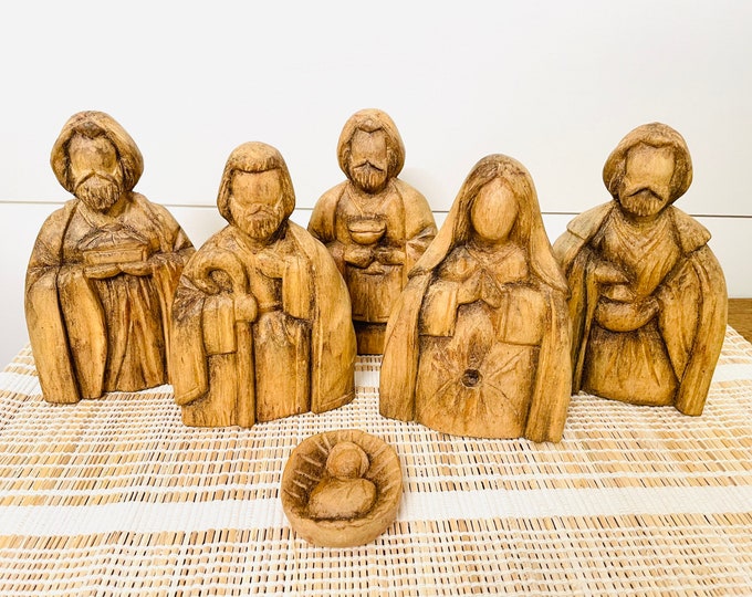 Original  Andino Nativity.  Handmade  and Venezuela. Wood Nativity 6 Pieces Set .