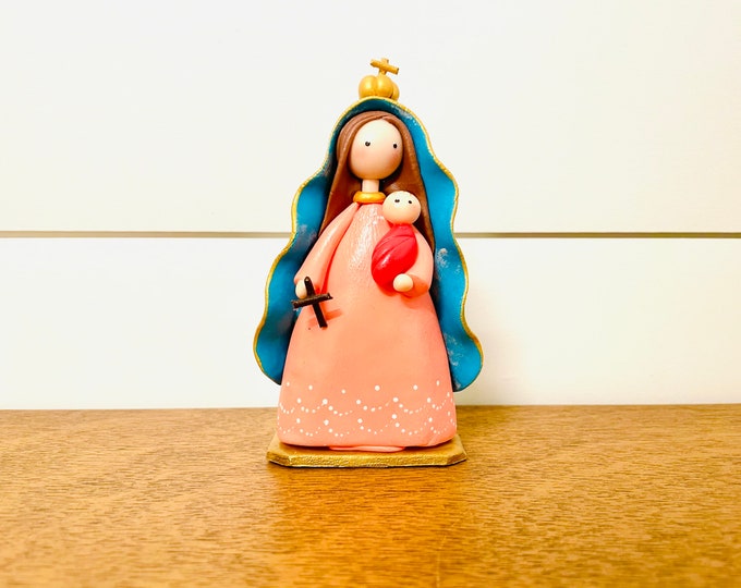 Virgin Mary   "Our Lady of Charity of El Cobre " Virgen de la Caridad del Cobre  paint by Venezuelan artist. 5.5  inches aprox