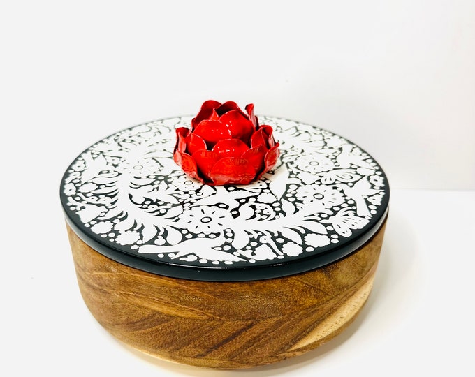 Wood and Hand painted  Tortilla Holder. Handmade in Mexico