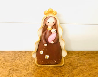 Virgen del Carmen - Our Lady of Carmel  Handmade, Small Size and paint by Venezuelan artist. 5.5  inches aprox