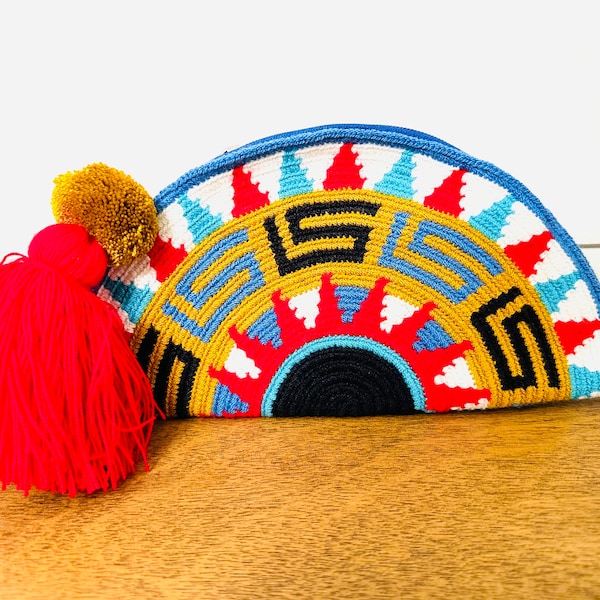 Wayuu Empanada Clutch handmade in La Guajira Colombia.