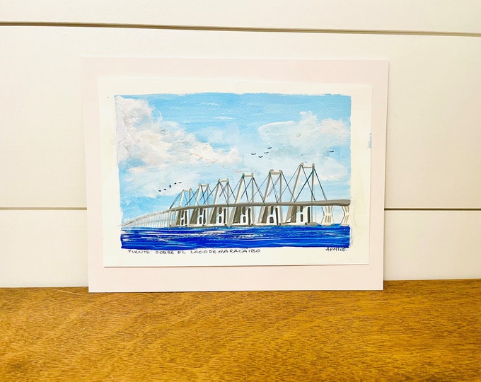 Puente sobre el Lago de Maracaibo   By G. Armijo. Original Paint. Unframe.