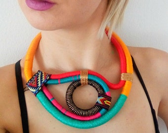 Multicolored African Jewelry - African Necklace - Tribal jewelry