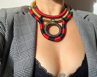 Ethnic necklace Rope Necklace Thread Necklace Tribal Necklace for women African Necklace African Jewelry Art Jewelry