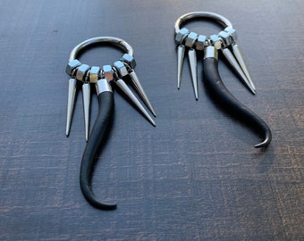 6g Large Hoop Earrings Statement Earrings  Tribal hoops Gauge Jewelry Jewellry Ear Weight Ear Hangers Dangle Gauge Earrings