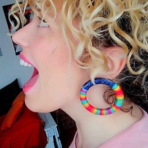 Rainbow Hoops, Hoop Earrings, African Earrings Colorful Earrings Rainbow Hoop Earrings, Colorful Rope Earrings, Rainbow Hoop Earrings image 4