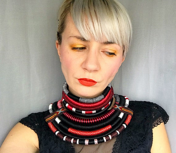 Tribal Necklace African Necklaces 2in1 Statement Necklace Afro