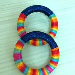 Rainbow Hoops, Hoop Earrings, African Earrings Colorful Earrings Rainbow Hoop Earrings, Colorful Rope Earrings, Rainbow Hoop Earrings image 9