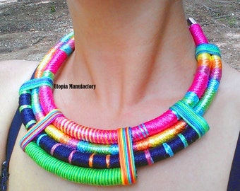 Rope Necklace, Statement Necklace, African Rope Necklace, Ethnic Statement Necklace, African Necklace, Bib Necklace, Tribal African Jewelry