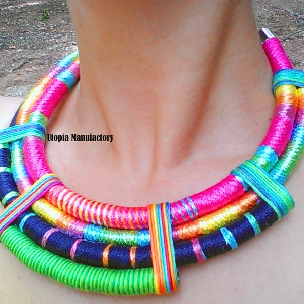 Rope Necklace, Statement Necklace, African Rope Necklace, Ethnic Statement Necklace, African Necklace, Bib Necklace, Tribal African Jewelry