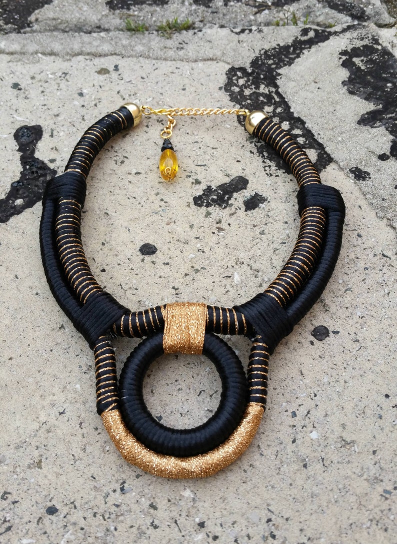 Ethnic Necklace Chunky Necklaces Gold Black Necklace Statement Necklace African Necklace African Jewelry Tribal Necklace Gift image 1