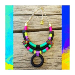 African necklace african jewelry African statement necklaces rope necklaces for women gift for her Colorful handmade jewelry textile image 8