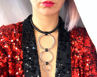 Long Choker necklace, Black choker, choker collar, festival necklace, grunge choker