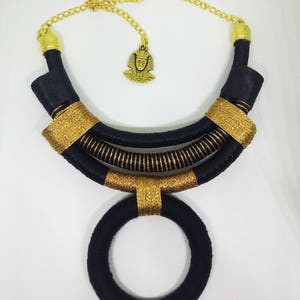 African necklaces, tribal necklace, African jewelry, modern necklaces, edgy necklaces, OOAK jewelry, black necklace, gold necklace image 8