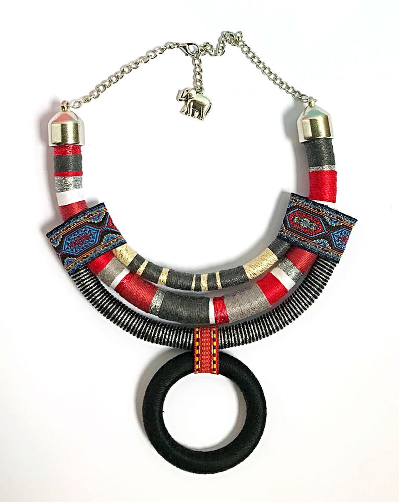 Yarn Necklace Statement Necklace Choker necklace Boho Etsy