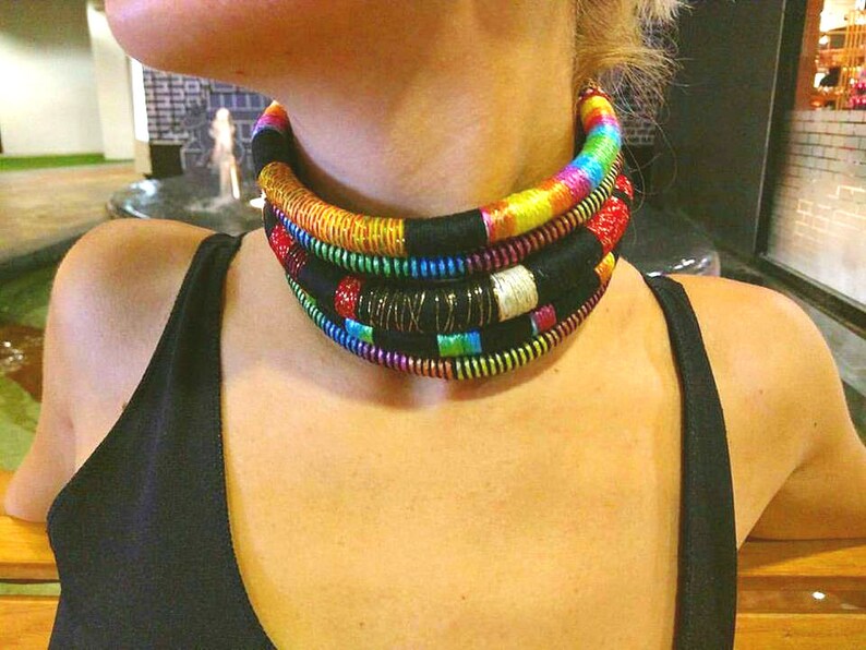 Reine Choker Tribal Necklace Tribal Statement Necklace Rope Etsy