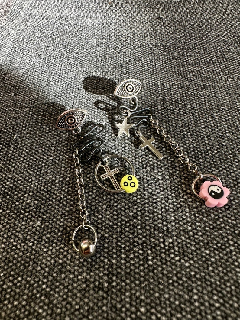 Y2K Earrings, y2k jewelry earrings, Y2k Grunge earrings, Black grunge spiral earrings, Goth earrings, cyber Goth earrings, Grunge earrings image 4