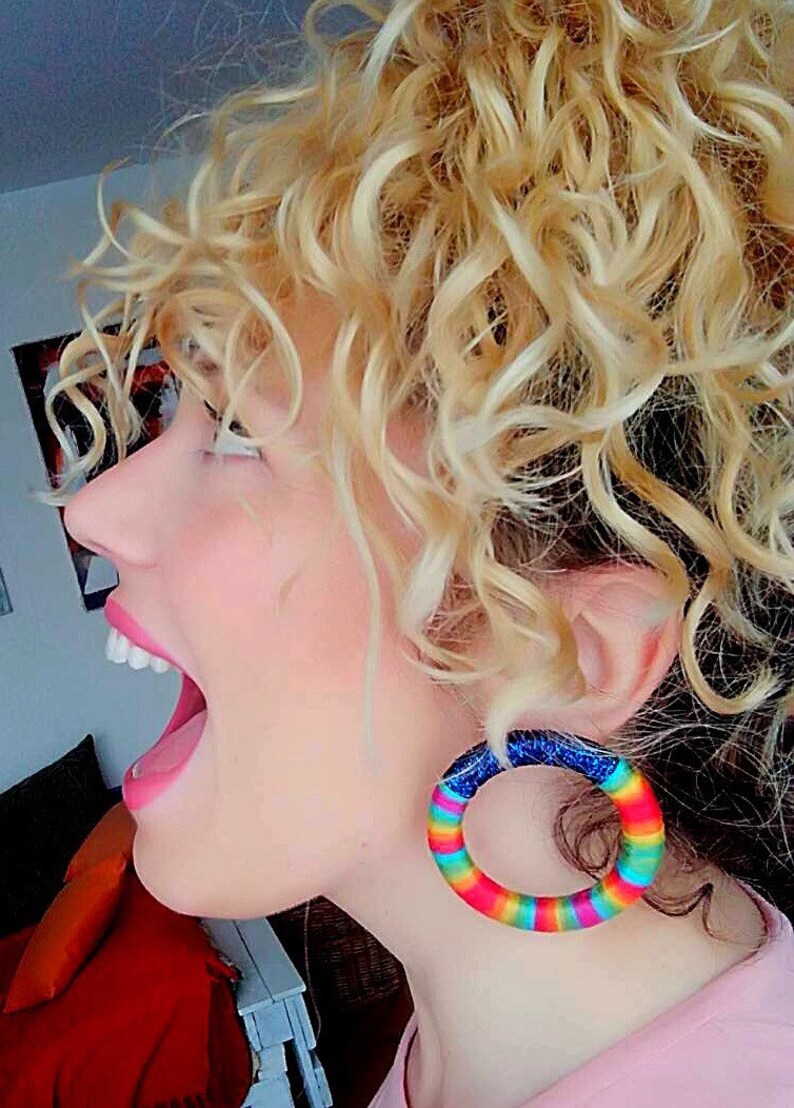 Rainbow Hoops, Hoop Earrings, African Earrings Colorful Earrings Rainbow Hoop Earrings, Colorful Rope Earrings, Rainbow Hoop Earrings image 4