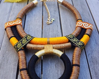 Collana etnica Collana di corda Collana di filo Collana tribale per donna Collana africana Gioielli africani