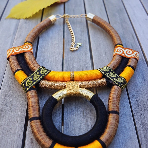 Ethnic necklace Rope Necklace Thread Necklace Tribal Necklace for women African Necklace African Jewelry