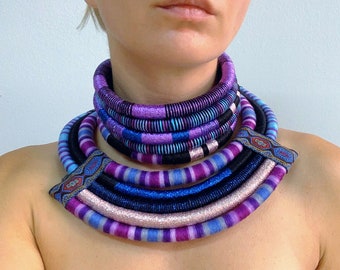 Black Panther Jewelry - Vibrant Purple African Wedding Necklace and Choker Set for Celebrations and Costumes