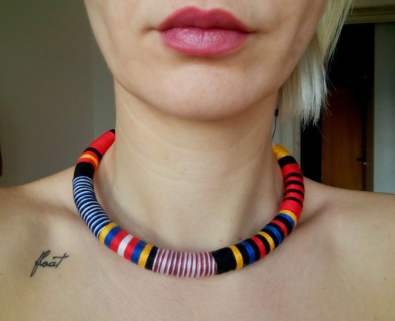 Tribal Necklace Rope Necklace Thread Wrapped Necklace Etsy