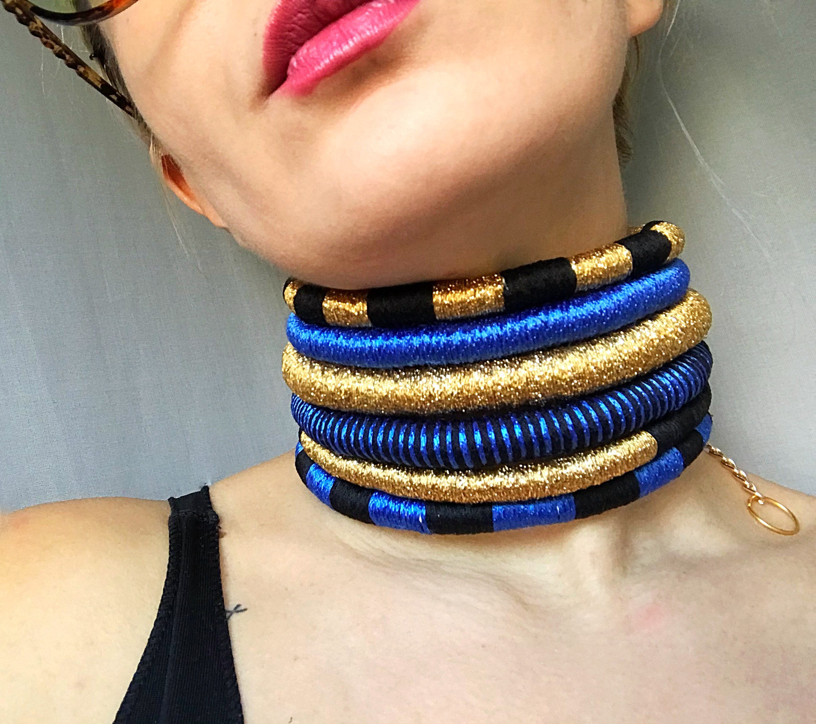 African Choker African Collar Necklace Handmade Jewelry Skinny Etsy