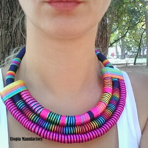 Vibrant Fuchsia Pink Maasai African Wedding Necklace with Adjustable Length image 3