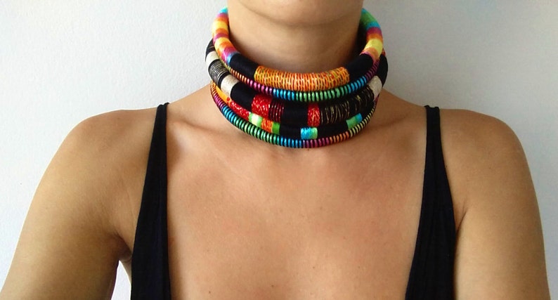 Reine Choker Tribal Necklace Tribal Statement Necklace Rope Choker African Necklace Tribal Necklace for Her African Jewelry image 8