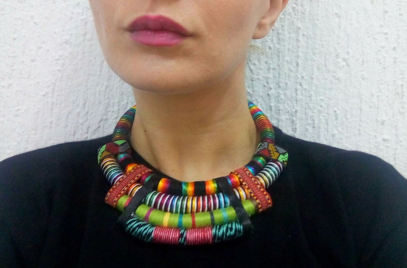 African Jewelry African Necklace Jungle Necklace Ethnic Necklace Tribal Necklace Statement Necklace Collier Africaine Maasai Necklace